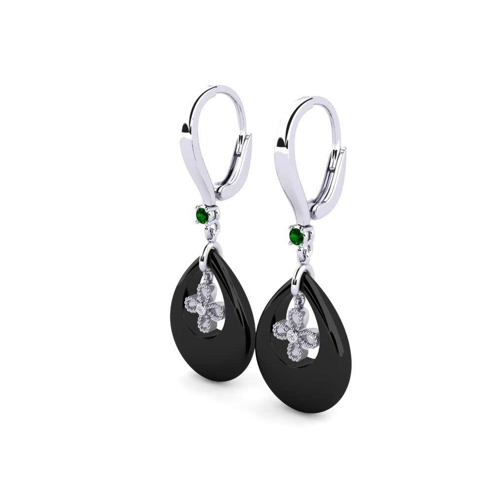 White Silver Green Zirconia Women's Earring Bertelsen