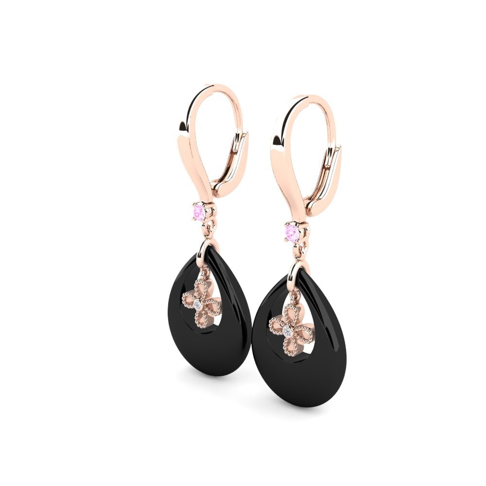 14k Oro Rosa Zafiro Rosado Pendiente de mujer Bertelsen
