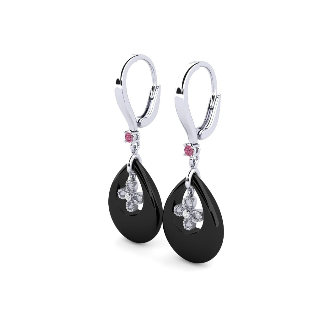 Platino 950 Granate Rhodolite Pendiente de mujer Bertelsen