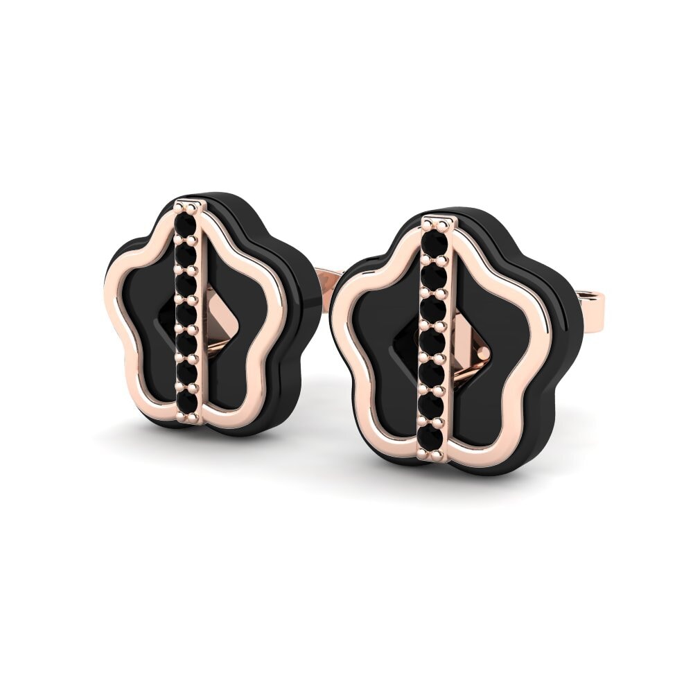 14k Oro Rosa Ónix Negro Pendiente de mujer Bertrand