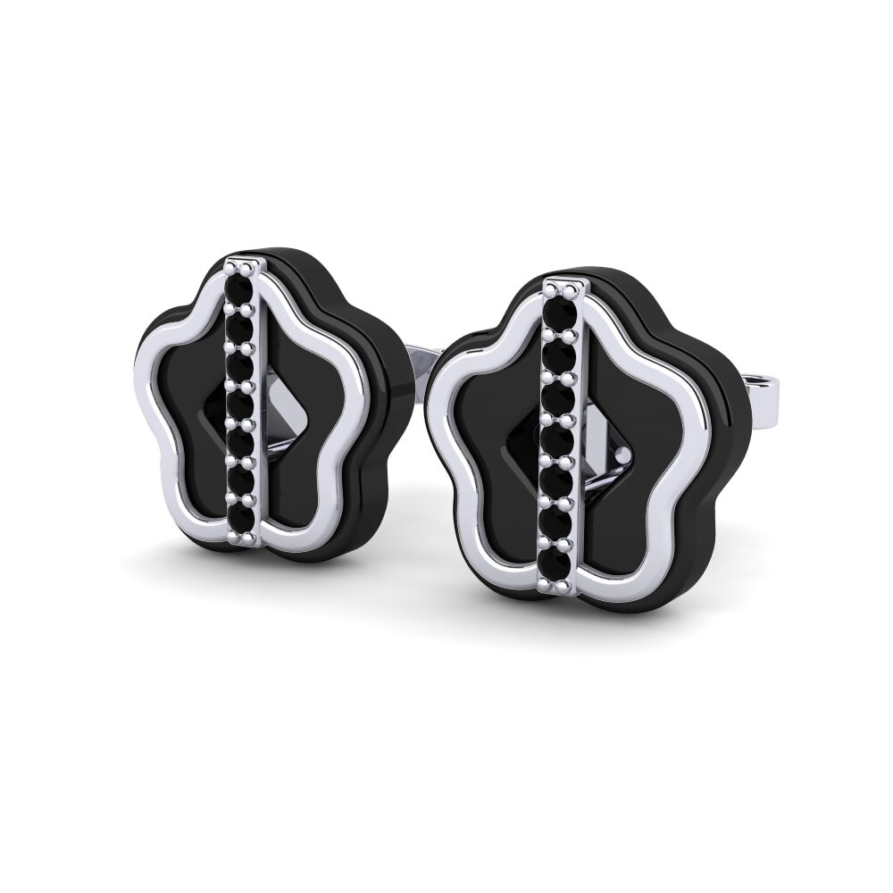 9k Oro Blanco Ónix Negro Pendiente de mujer Bertrand