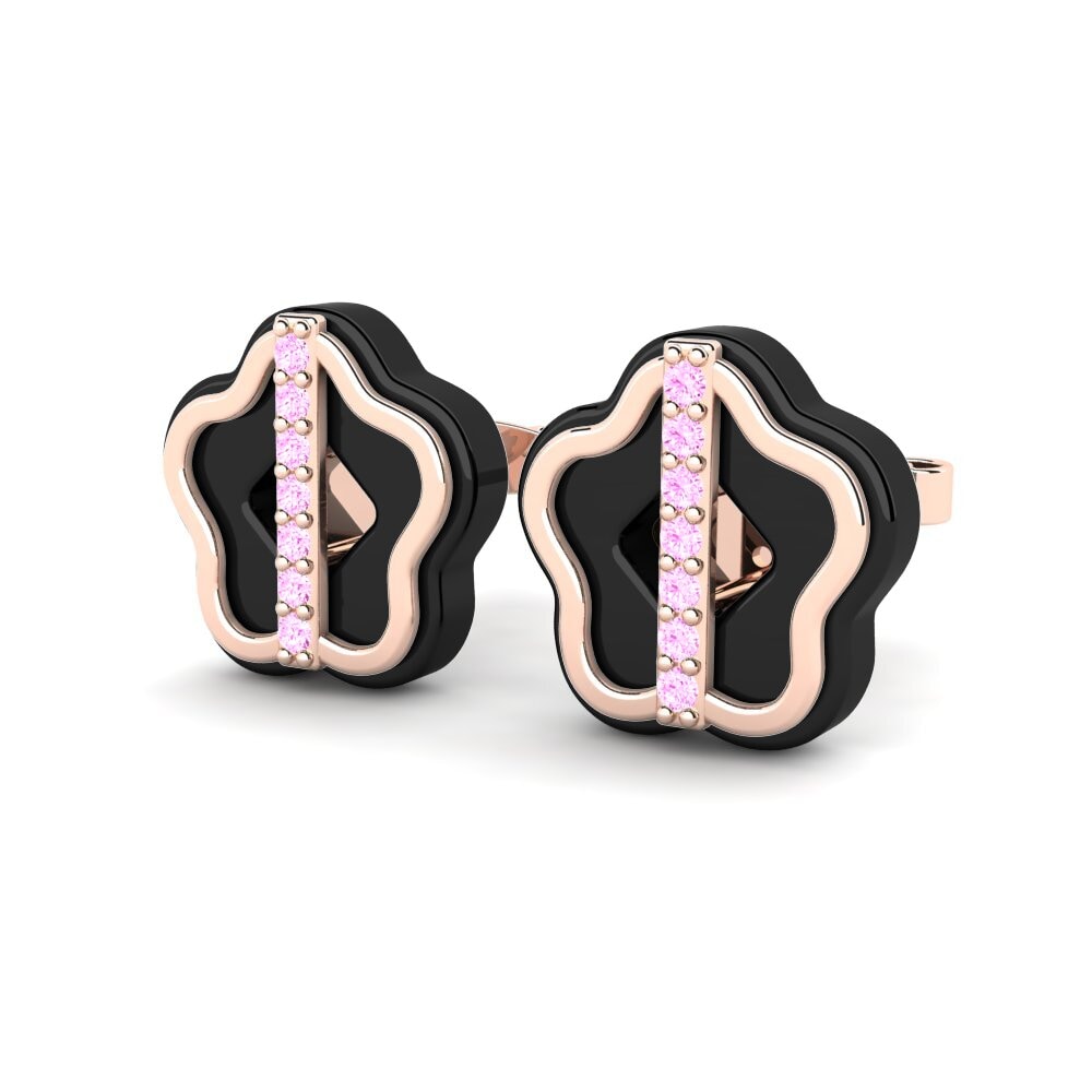 14k Oro Rosa Zafiro Rosado Pendiente de mujer Bertrand