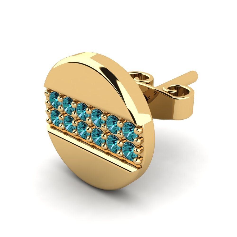 9k Oro Amarillo Diamante Azul Pendiente para hombre Bertus