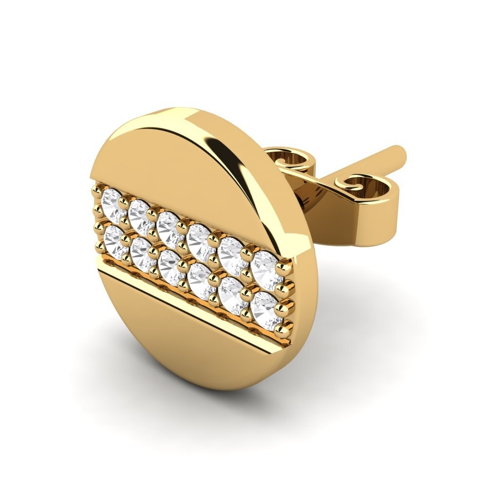 Gelbgold 585 Weißer Saphir Herren-Ohrring Bertus
