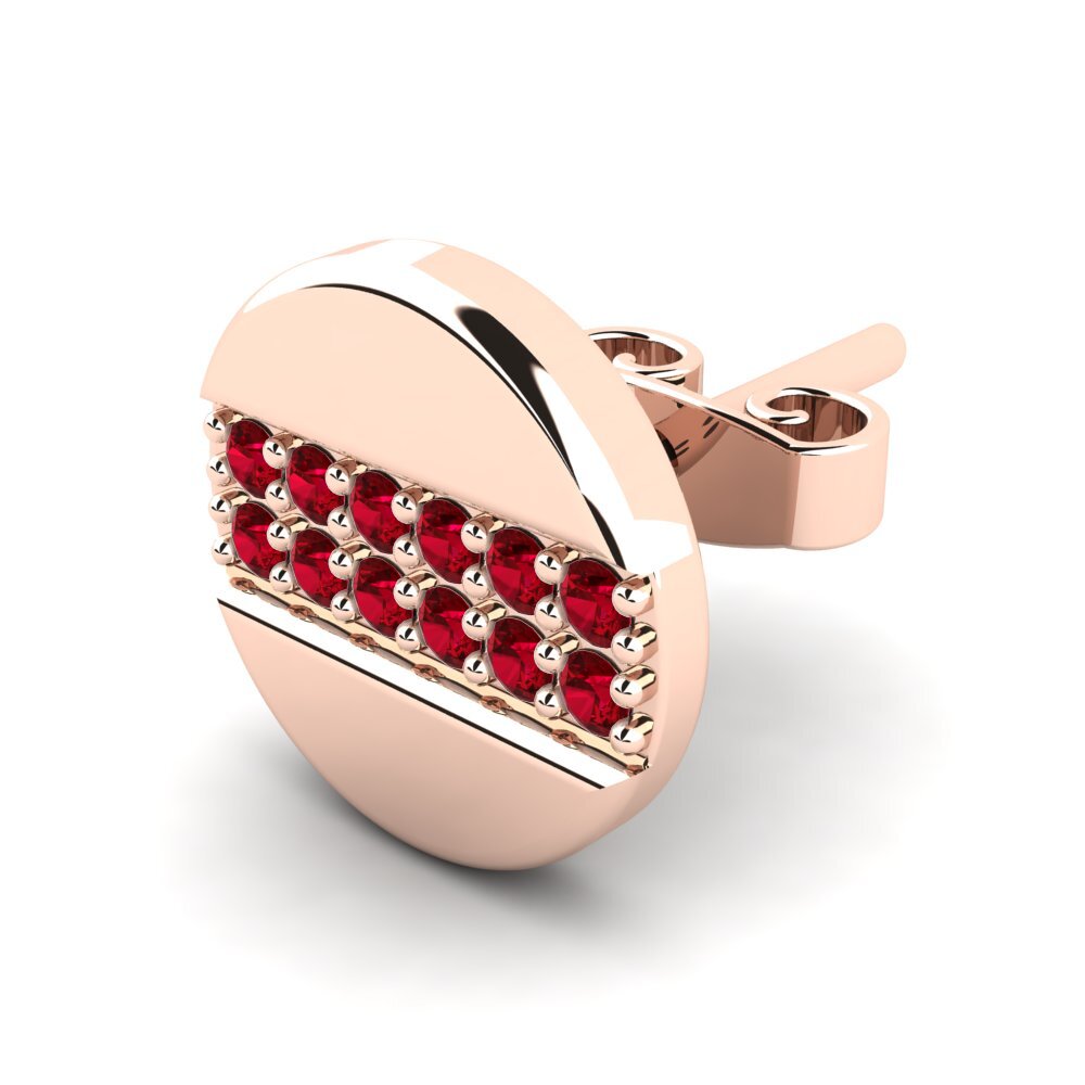 14k Oro Rosa Circonita Roja Pendiente para hombre Bertus