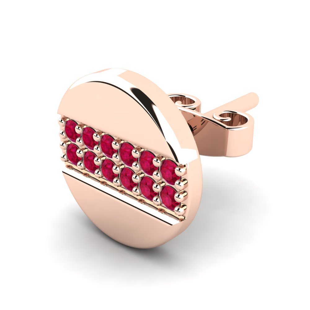 14K Rose Gold Ruby Men's Earring Bertus