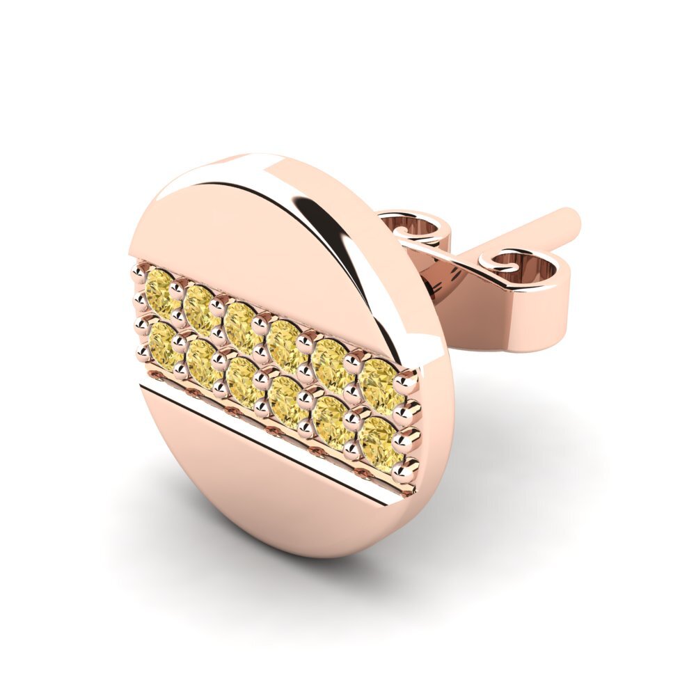 9ct Rose Gold Yellow Diamond Men's Earring Bertus