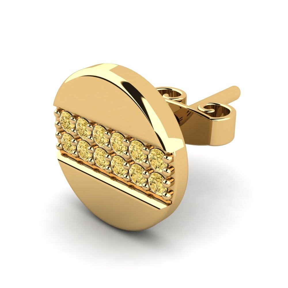 18k Oro Amarillo Diamante Amarillo Pendiente para hombre Bertus