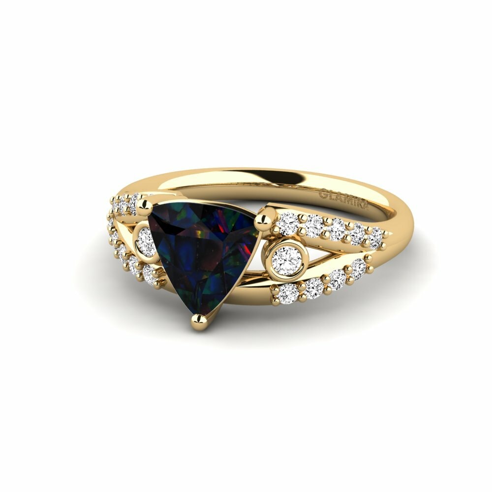 Black Opal Engagement Ring Betella - Trillion
