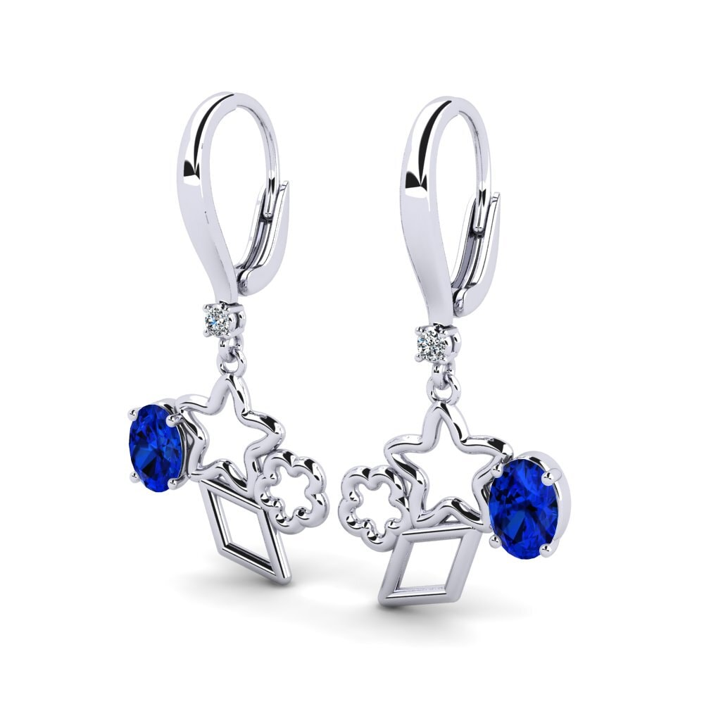 Oval Sapphire (Lab Created) Women's Earring Bethai