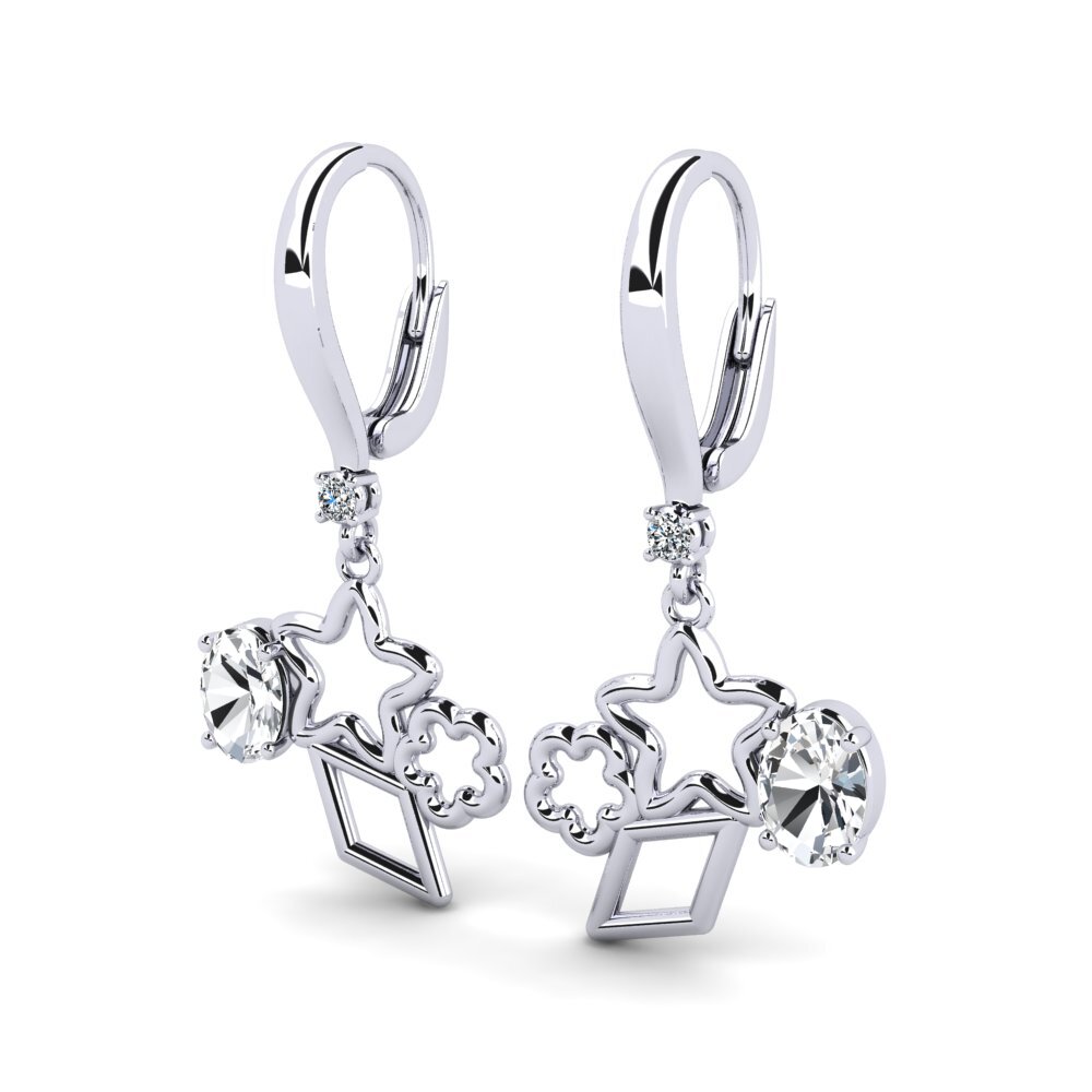 Đá Zircon Trắng Bông tai nữ Bethai