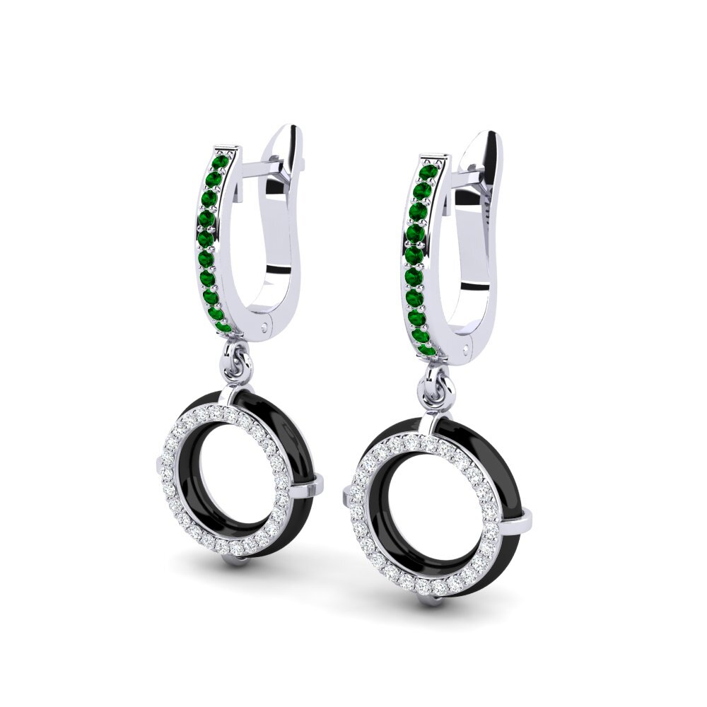 White Silver Green Zirconia Women's Earring Beverlin