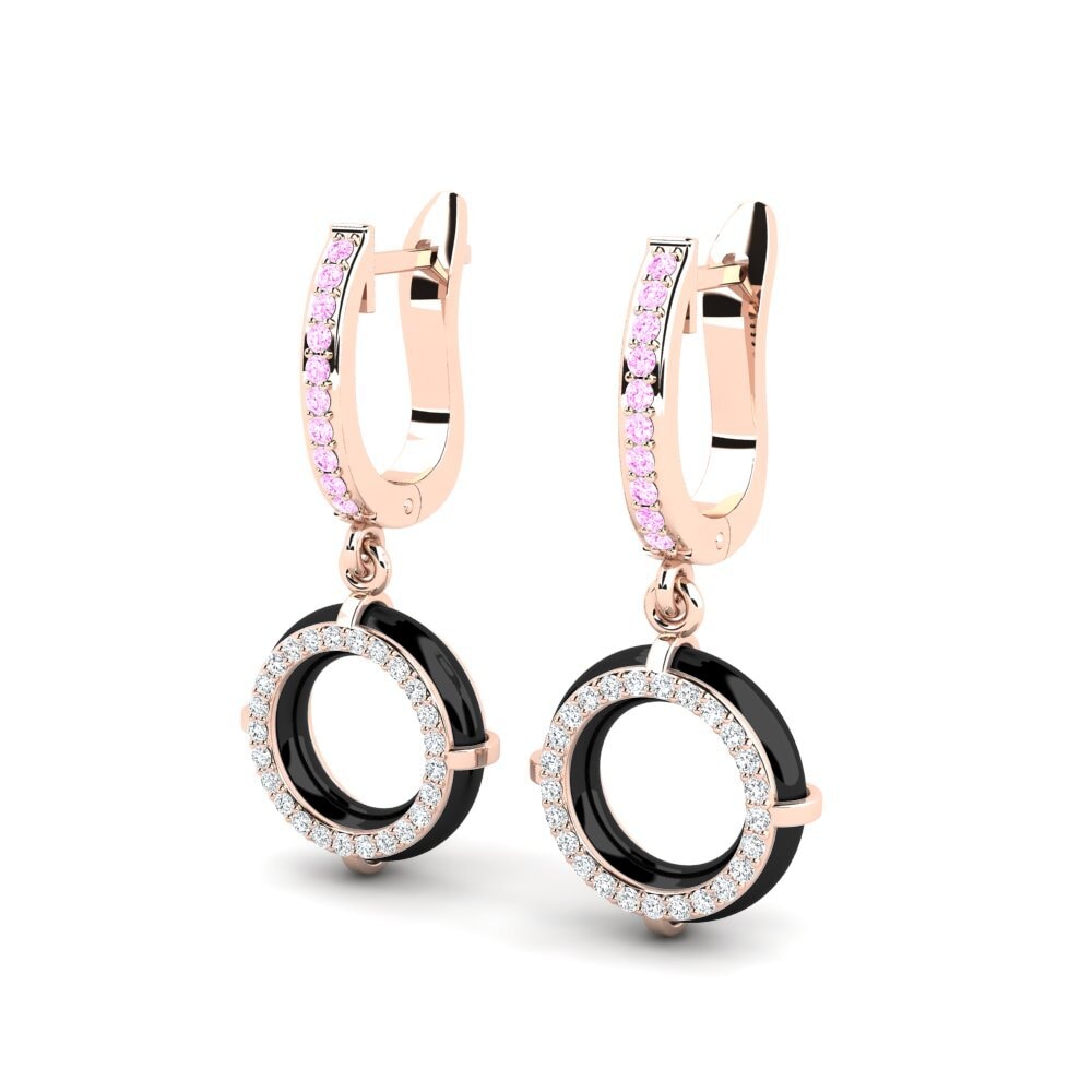 14k Oro Rosa Zafiro Rosado Pendiente de mujer Beverlin