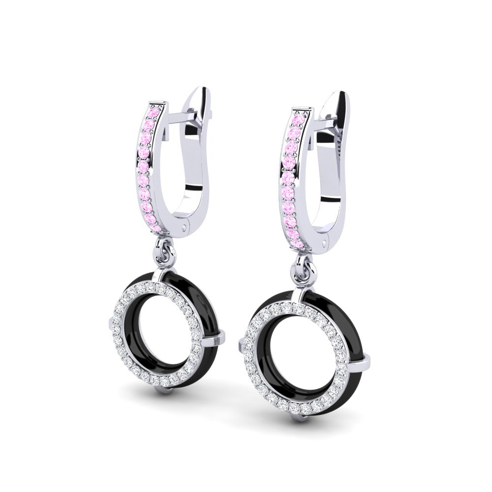 9k Oro Blanco Zafiro Rosado Pendiente de mujer Beverlin