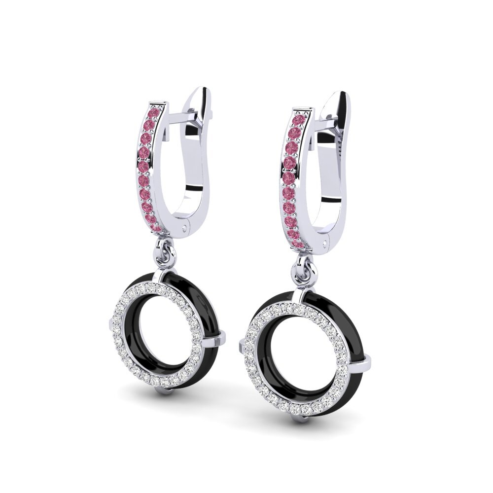 Platino 950 Granate Rhodolite Pendiente de mujer Beverlin