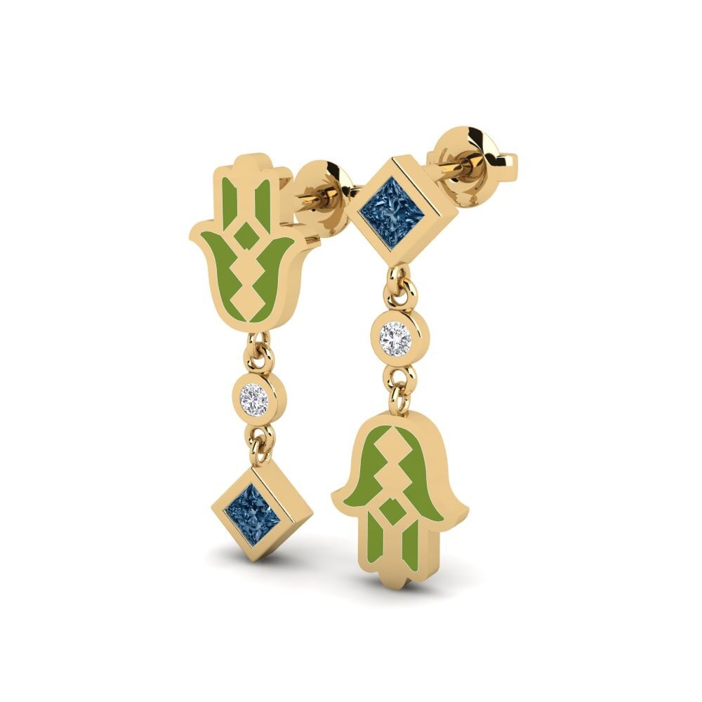 Diamant Bleu Boucle d'oreille femme Bhaagy