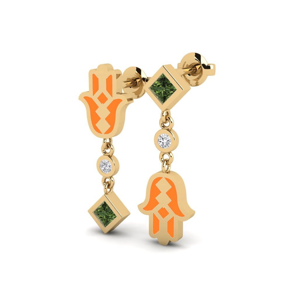 Zafiro Verde Pendiente de mujer Bhaagy