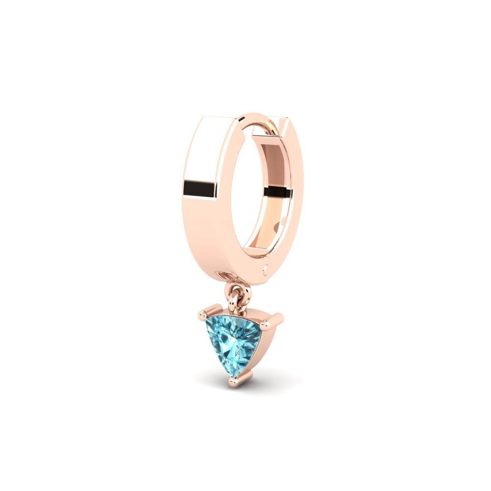 9ct Rose Gold Blue Zircon Men's Earring Bibarel