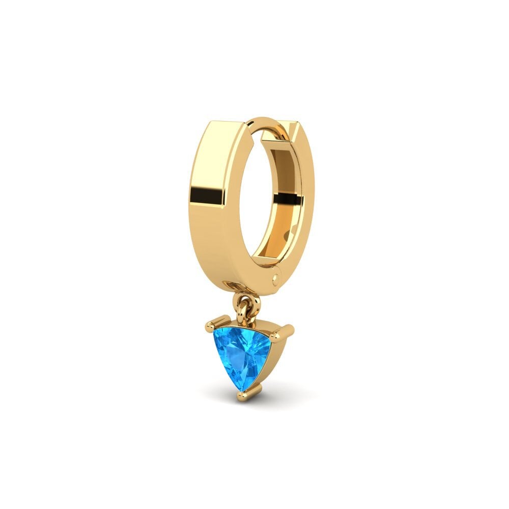 14k Oro Amarillo Topacio azul Pendiente para hombre Bibarel