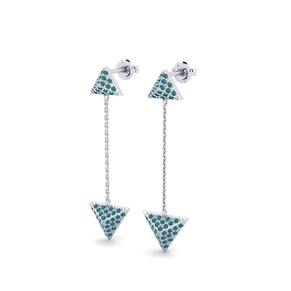 Platino Diamante Azul Pendiente de mujer Bicknell