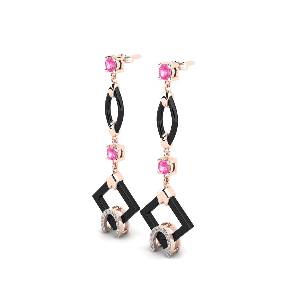 14k Oro Rosa Zafiro Rosado Pendiente de mujer Bigley