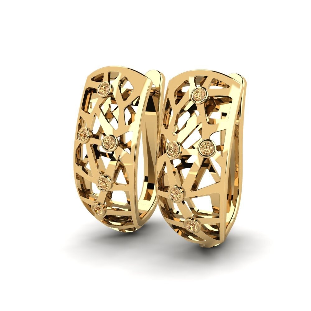 Oro Giallo 750 Diamante Marrone Orecchino da donna Bijou
