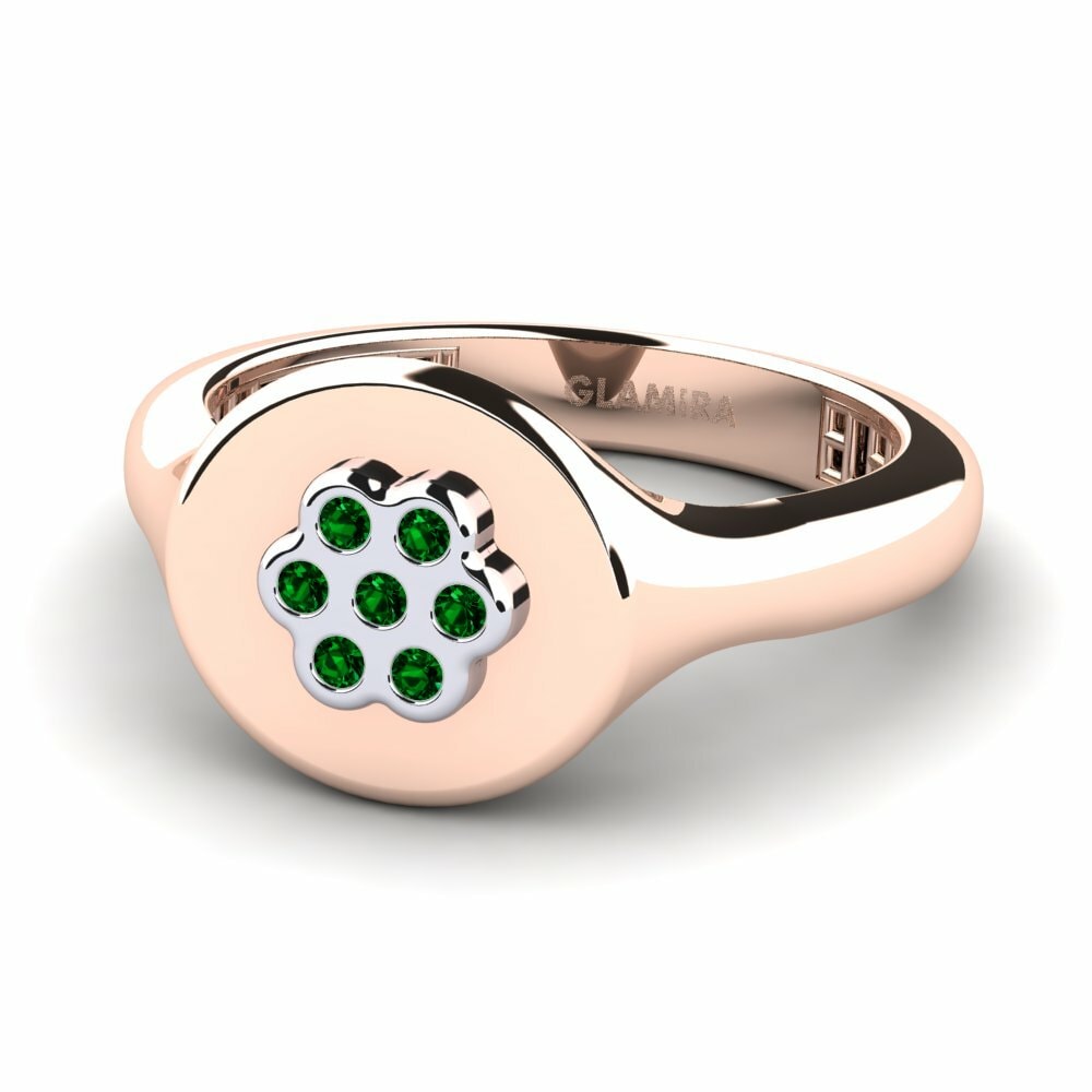 Bagues Or Rose& Blanc 18k Zircone Vert Pinky