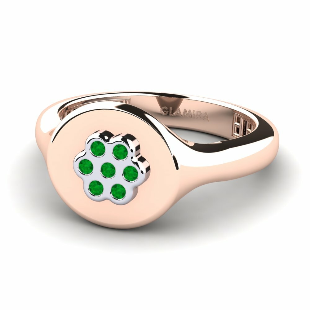 Bagues Or Rose& Blanc 14k Émeraude Pinky