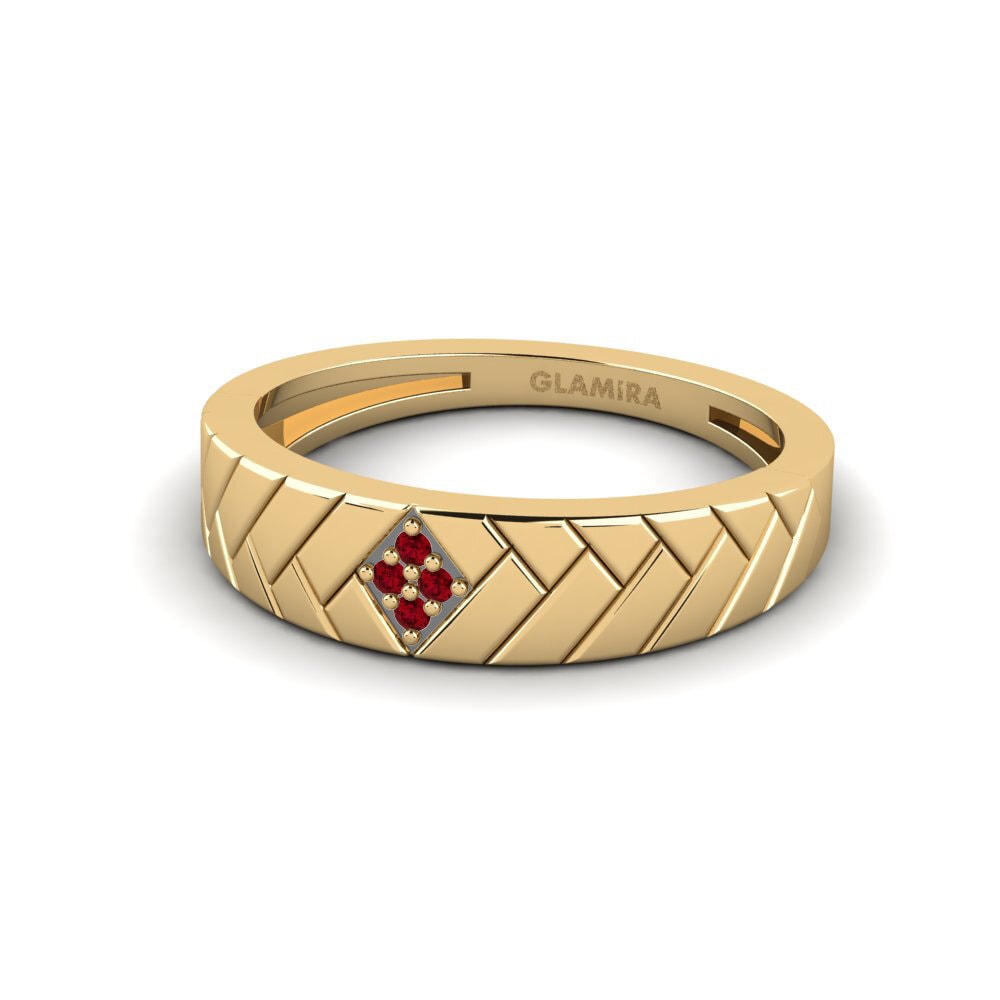 Circonita Roja Anillo de dedo meñique para hombre Binantis