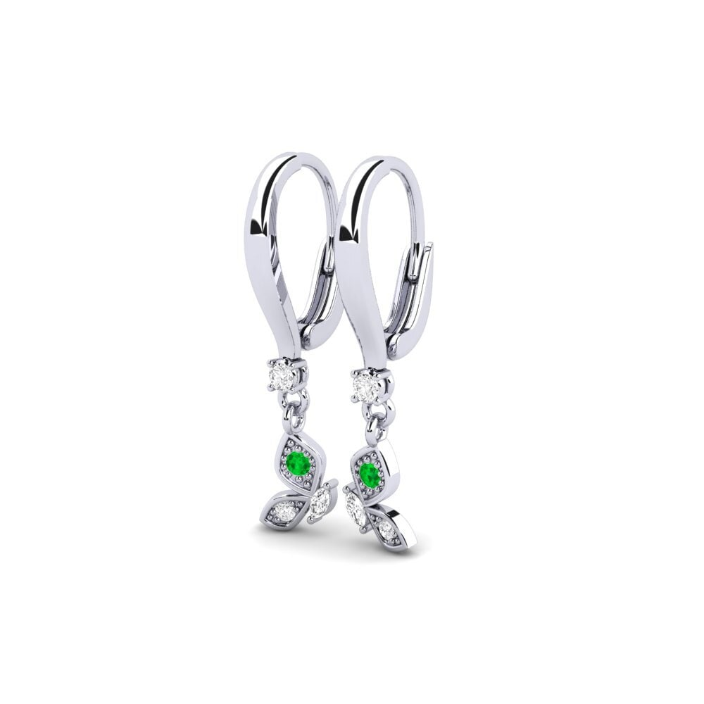 Plata 925 Esmeralda Pendiente de mujer Birdwing