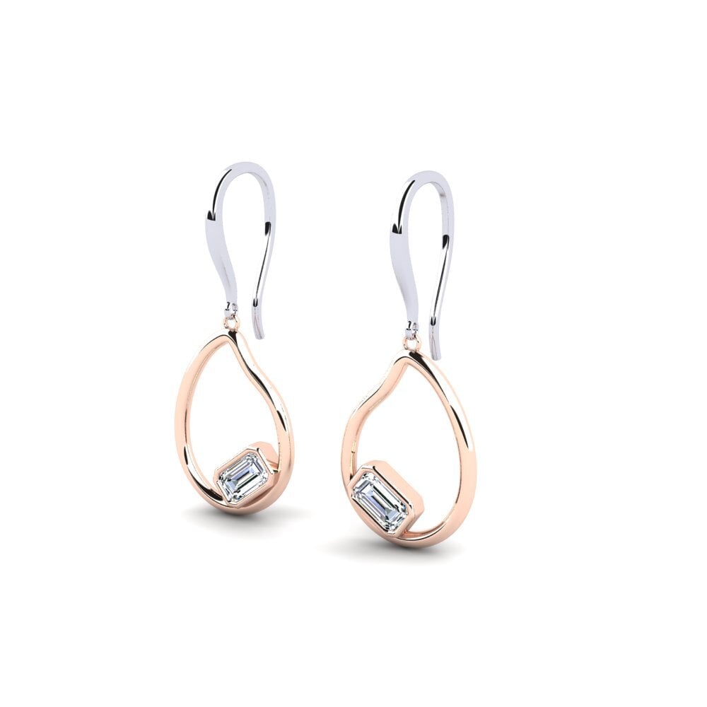 14k Oro Blanco / Rosa Esmeralda Pendiente de mujer Birma