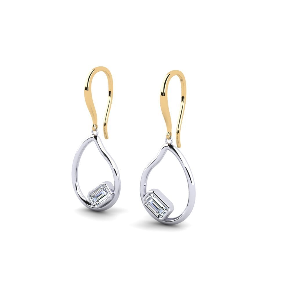 14k Oro Amarillo & Blanco Esmeralda Pendiente de mujer Birma