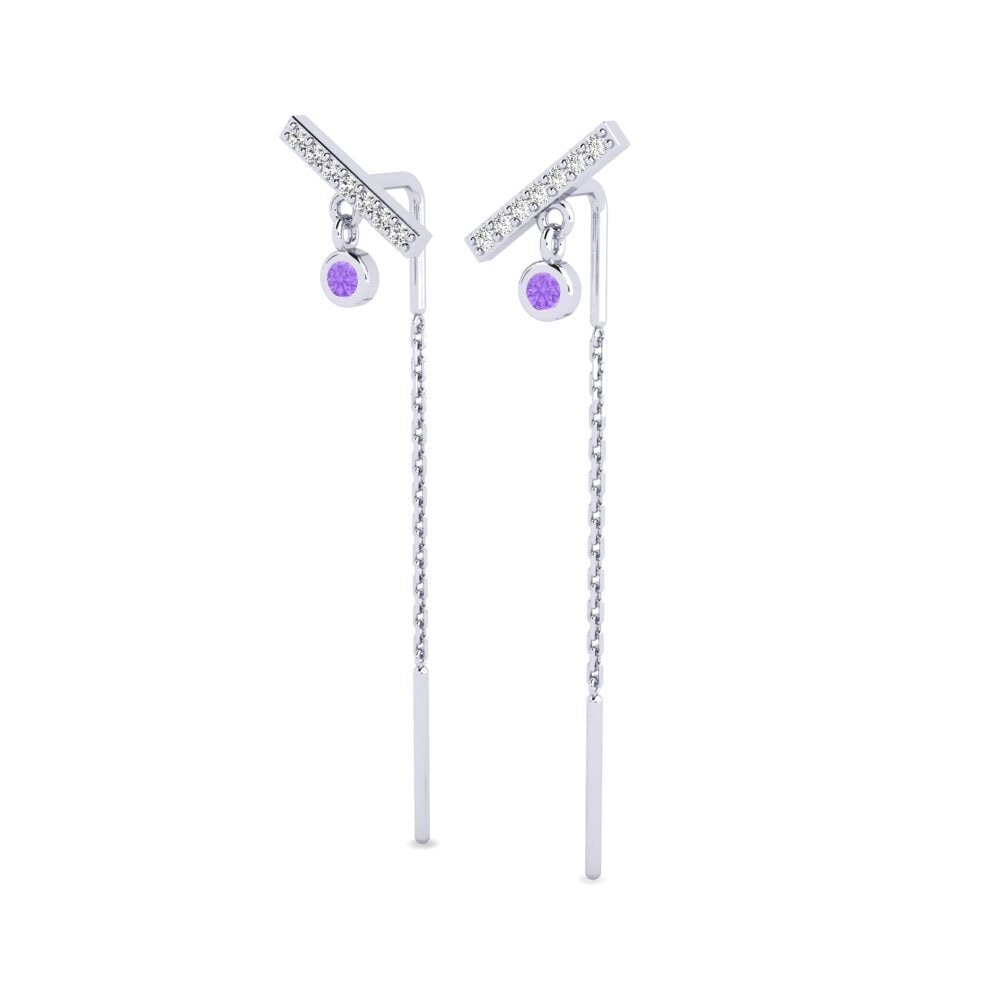 Oro Bianco 375 Ametista Orecchino da donna Biruhi