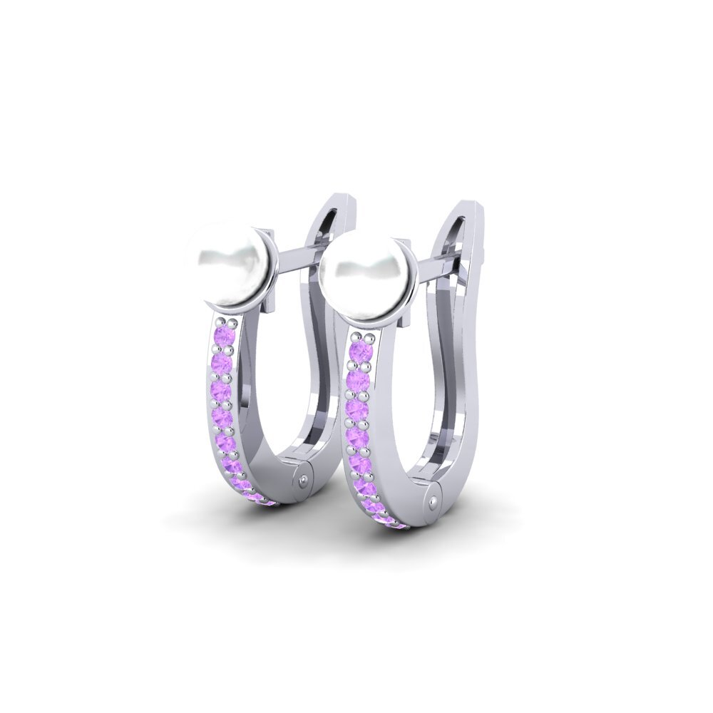 Weißgold 750 Amethyst Damen ohrring Biryoshye