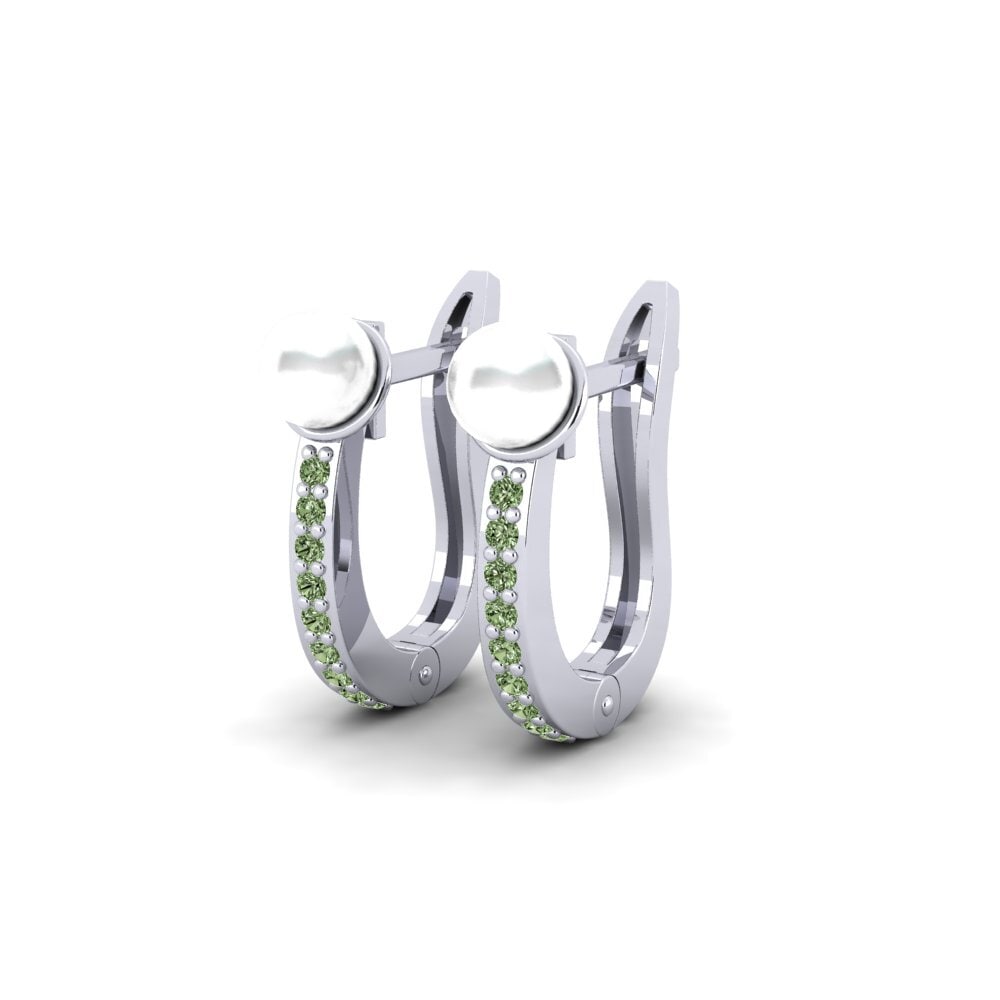 950 Platin Grüner Diamant Damen ohrring Biryoshye