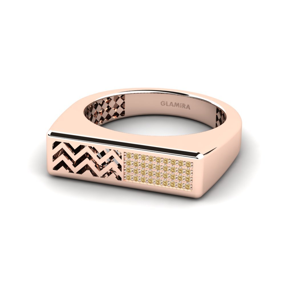 14ct Rose Gold Brown Diamond Men's Ring Bisogno