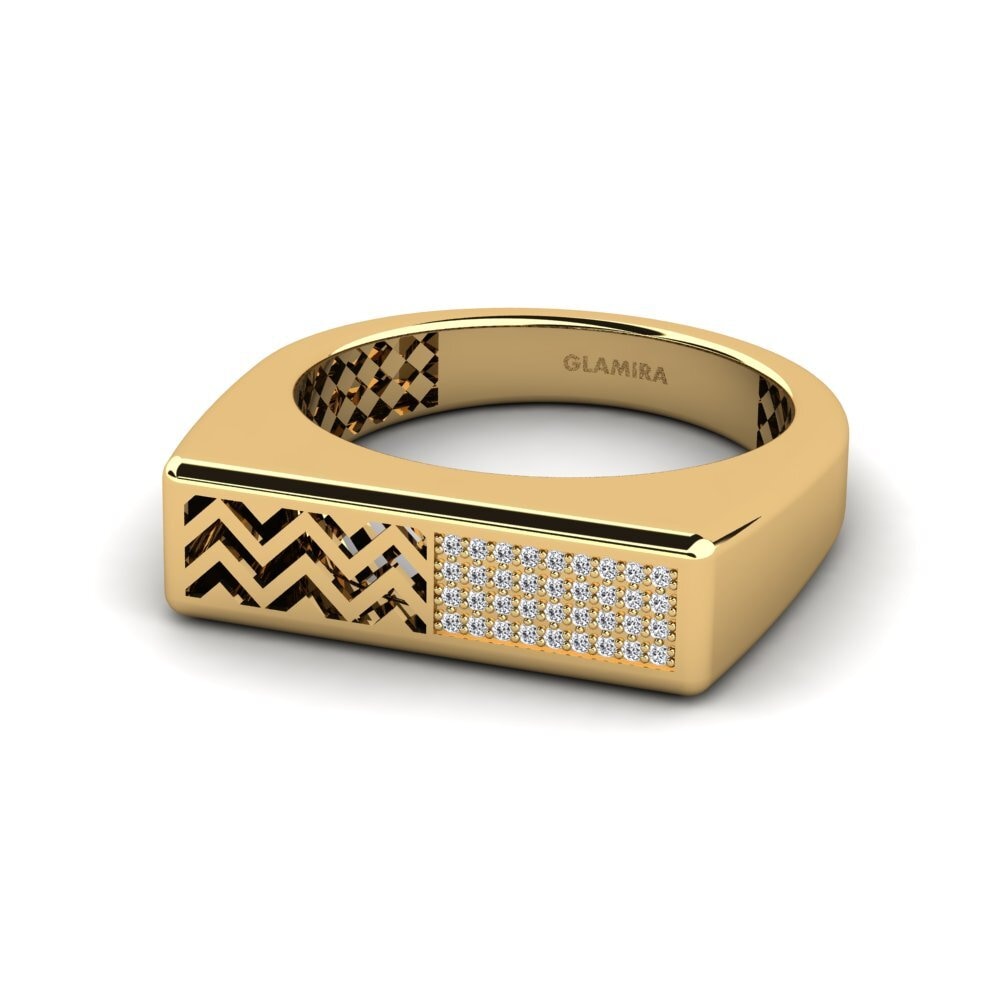 18ct Yellow Gold Diamond Men's Ring Bisogno