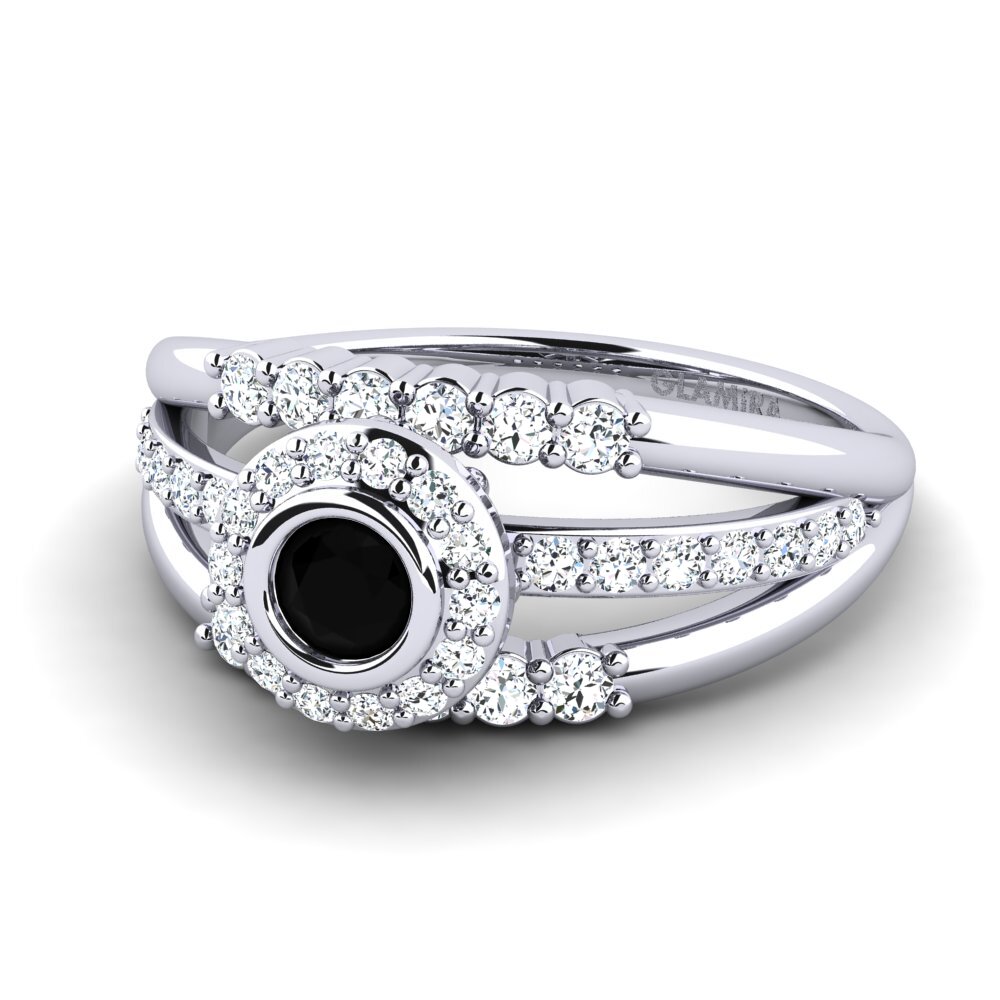 White Silver Black Onyx Women's Ring Bittedw