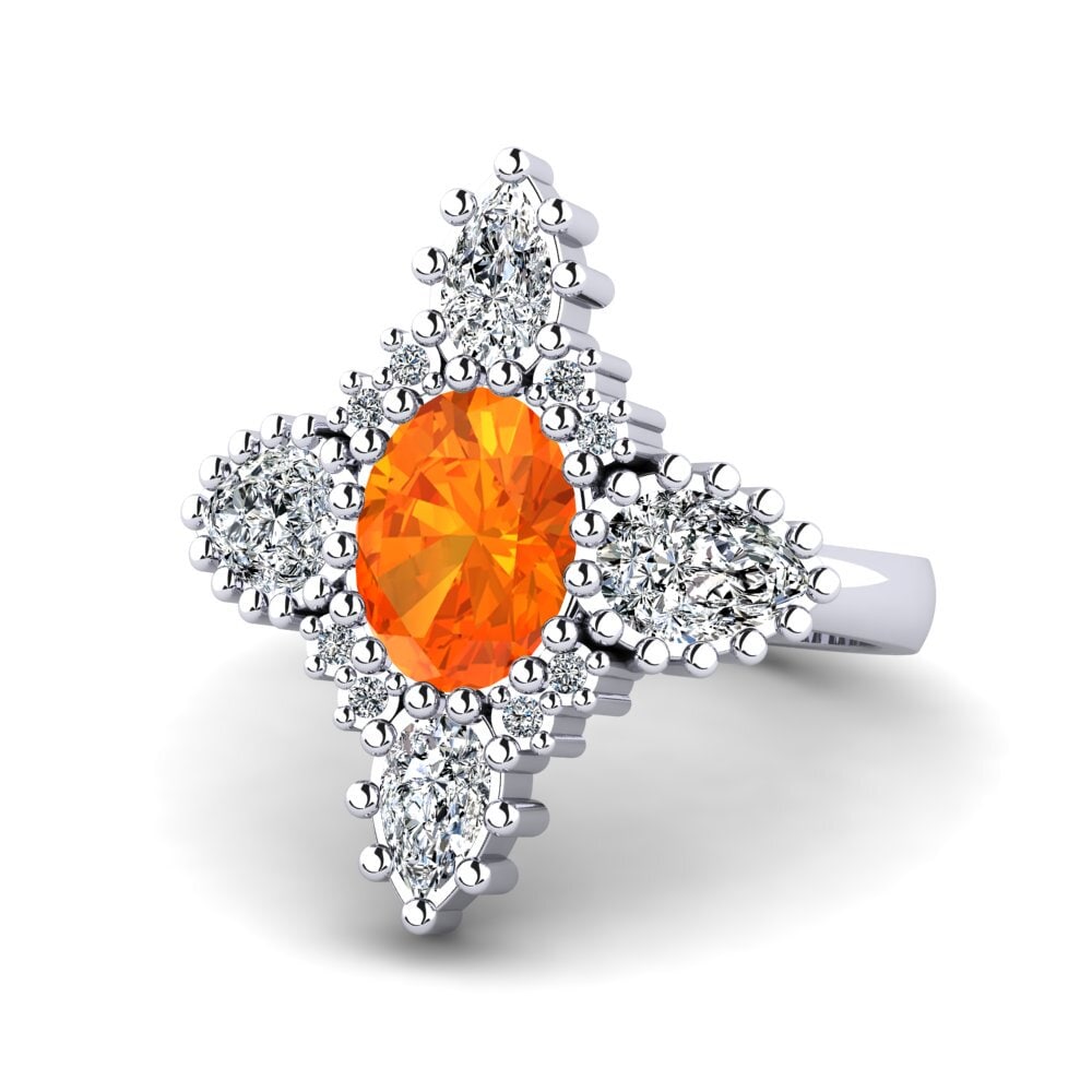 Ovalado Zafiro Naranja Anillo Bjork