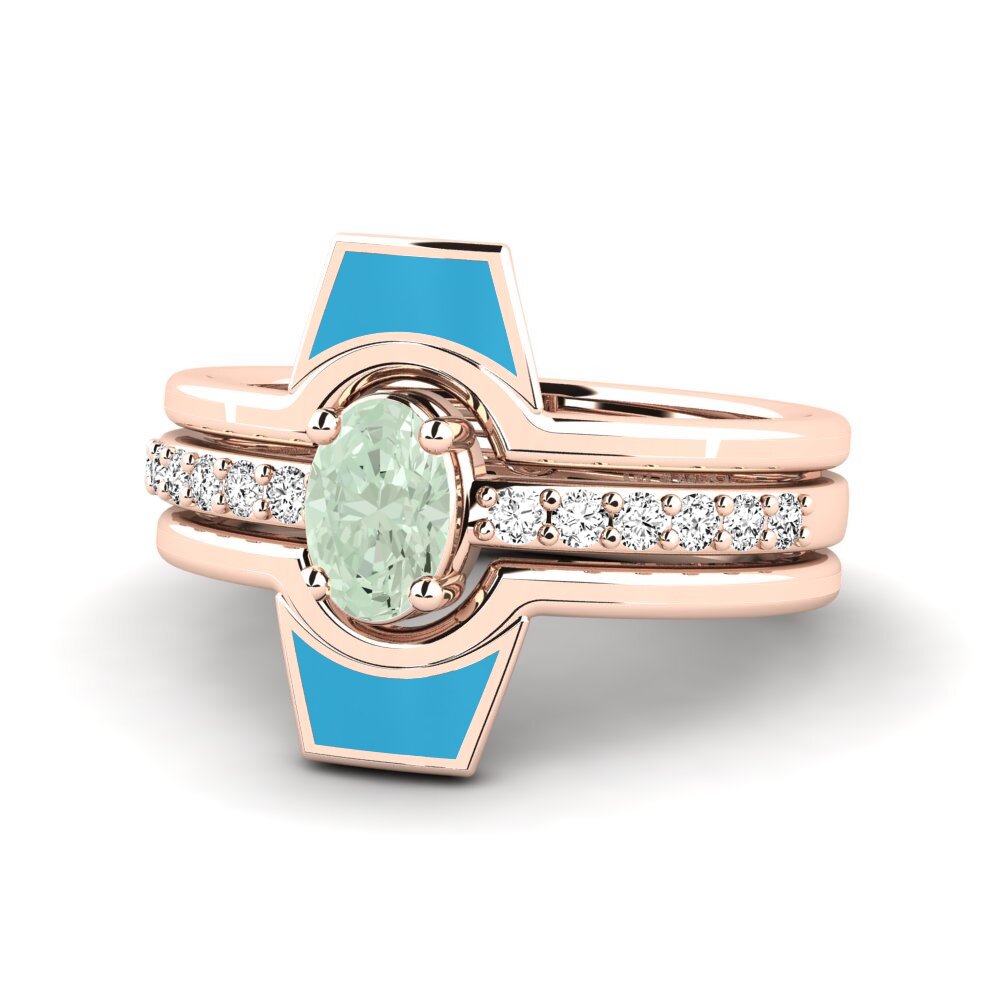 Amatista verde Anillo Blada SET