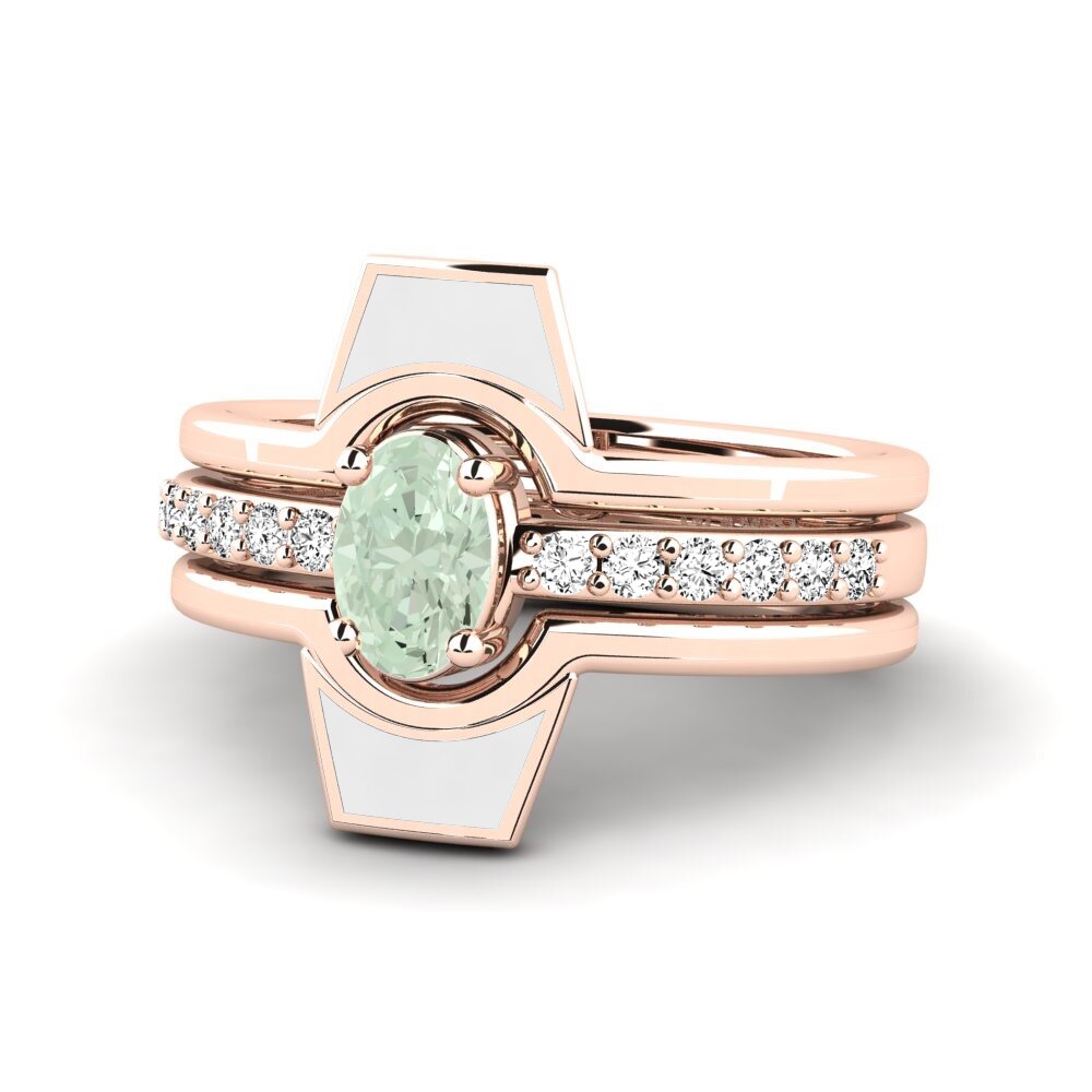 Amatista verde Anillo Blada SET