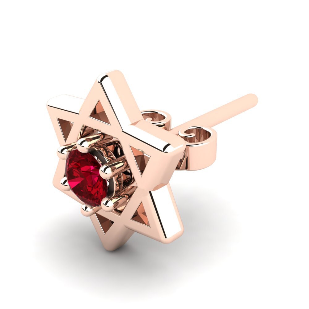 14k Oro Rosa Circonita Roja Pendiente para hombre Blaesus