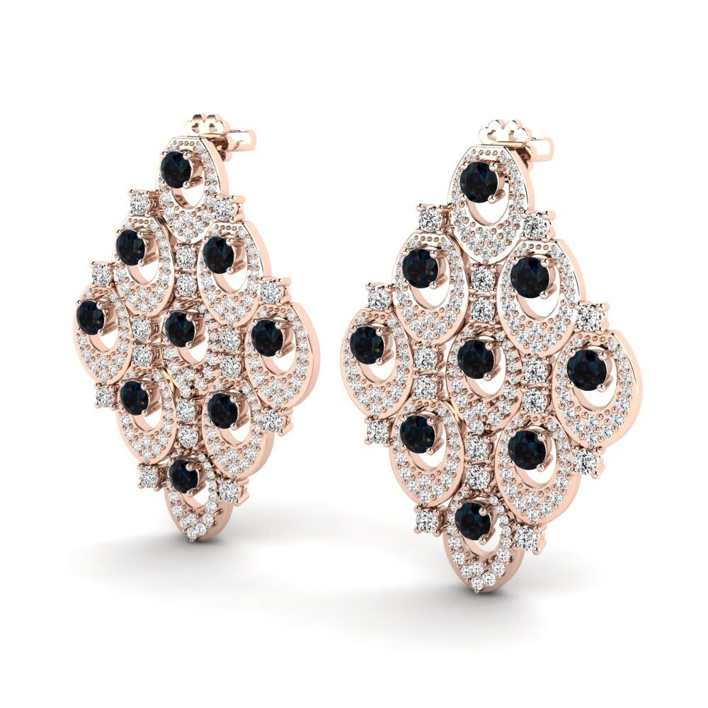 18ct Rose Gold Black Opal Women's Earring Blaire