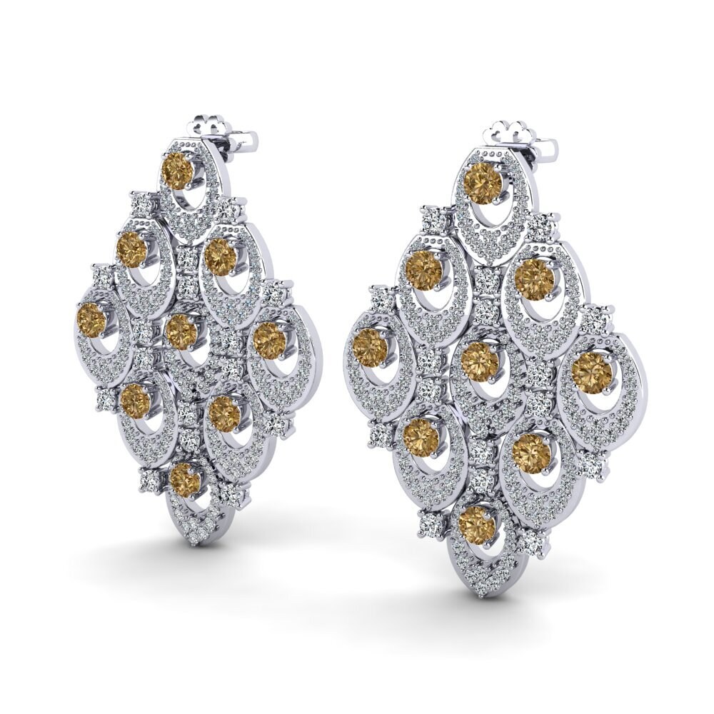 18k Oro Blanco Diamante Marrón Pendiente de mujer Blaire