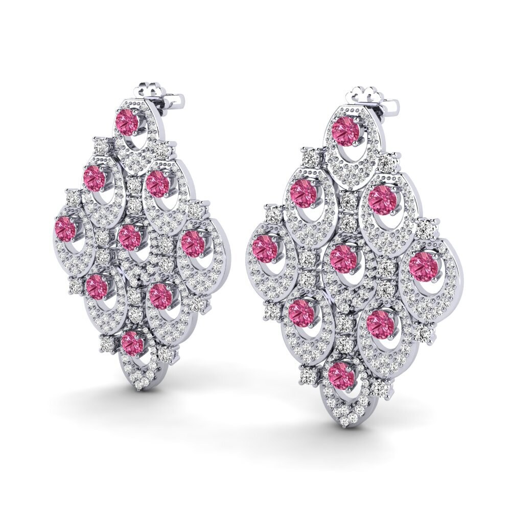 Platino 950 Turmalina rosa Pendiente de mujer Blaire
