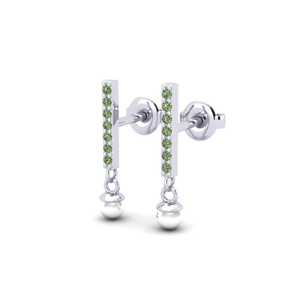 950 Platin Grüner Diamant Damen ohrring Blandning