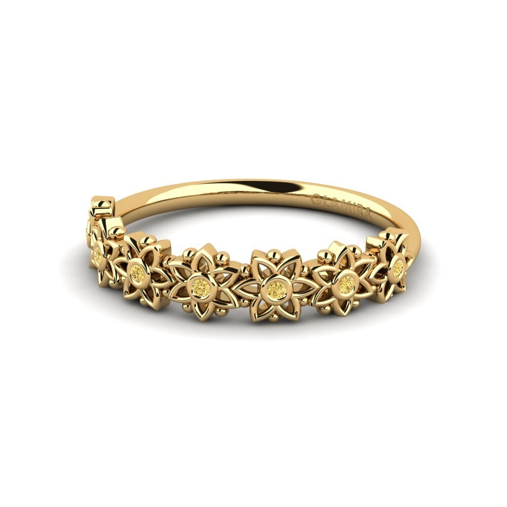14ct Yellow Gold Yellow Diamond Ring Blasted