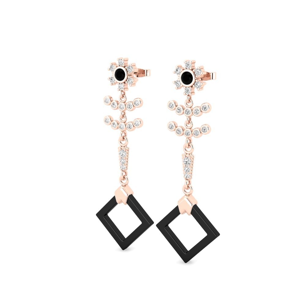 14k Oro Rosa Ónix Negro Pendiente de mujer Blerta