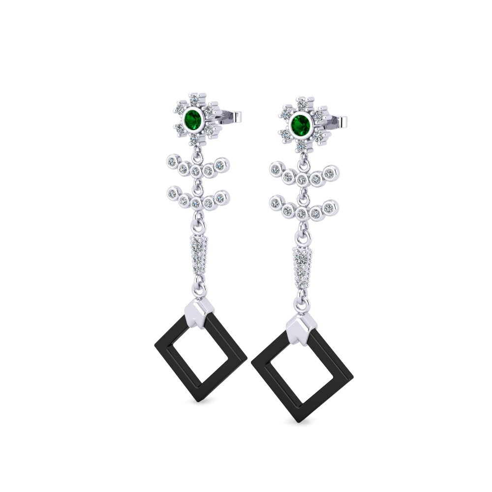 White Silver Green Zirconia Women's Earring Blerta