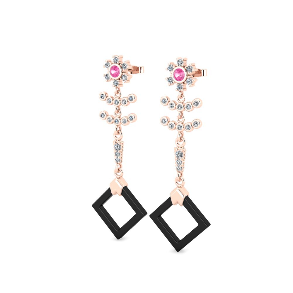 14k Oro Rosa Zafiro Rosado Pendiente de mujer Blerta